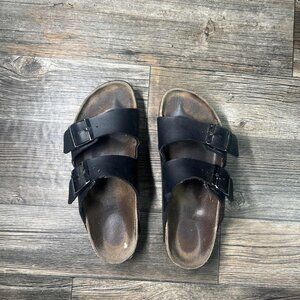 Birkenstock Arizona Sandals Size 8-9 Womens Black Adjustable Buckle
